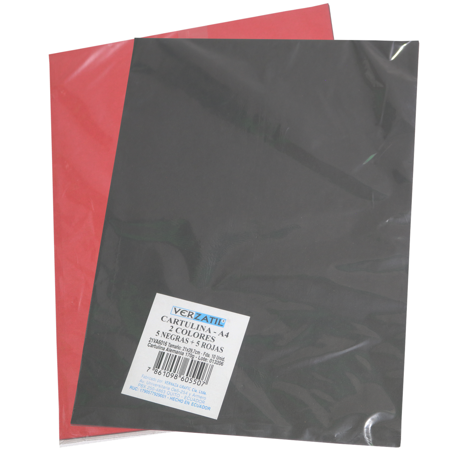 Cartulina Rojo Con Negro A4 VERZATIL X10Uds
