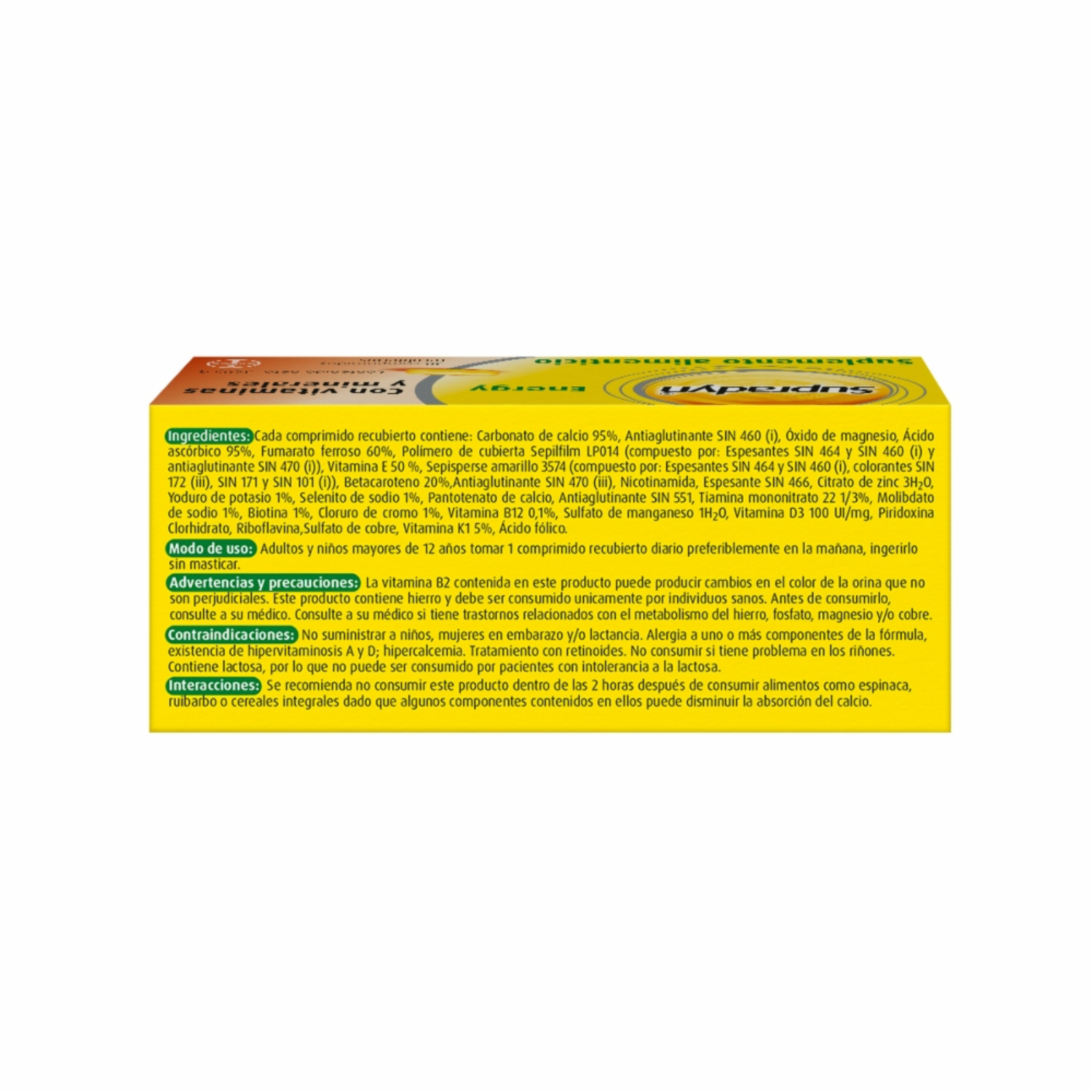 Suplemento Alimenticio Con Vitaminas Y Minerales SUPRADYN ENERGY X 30 Uds