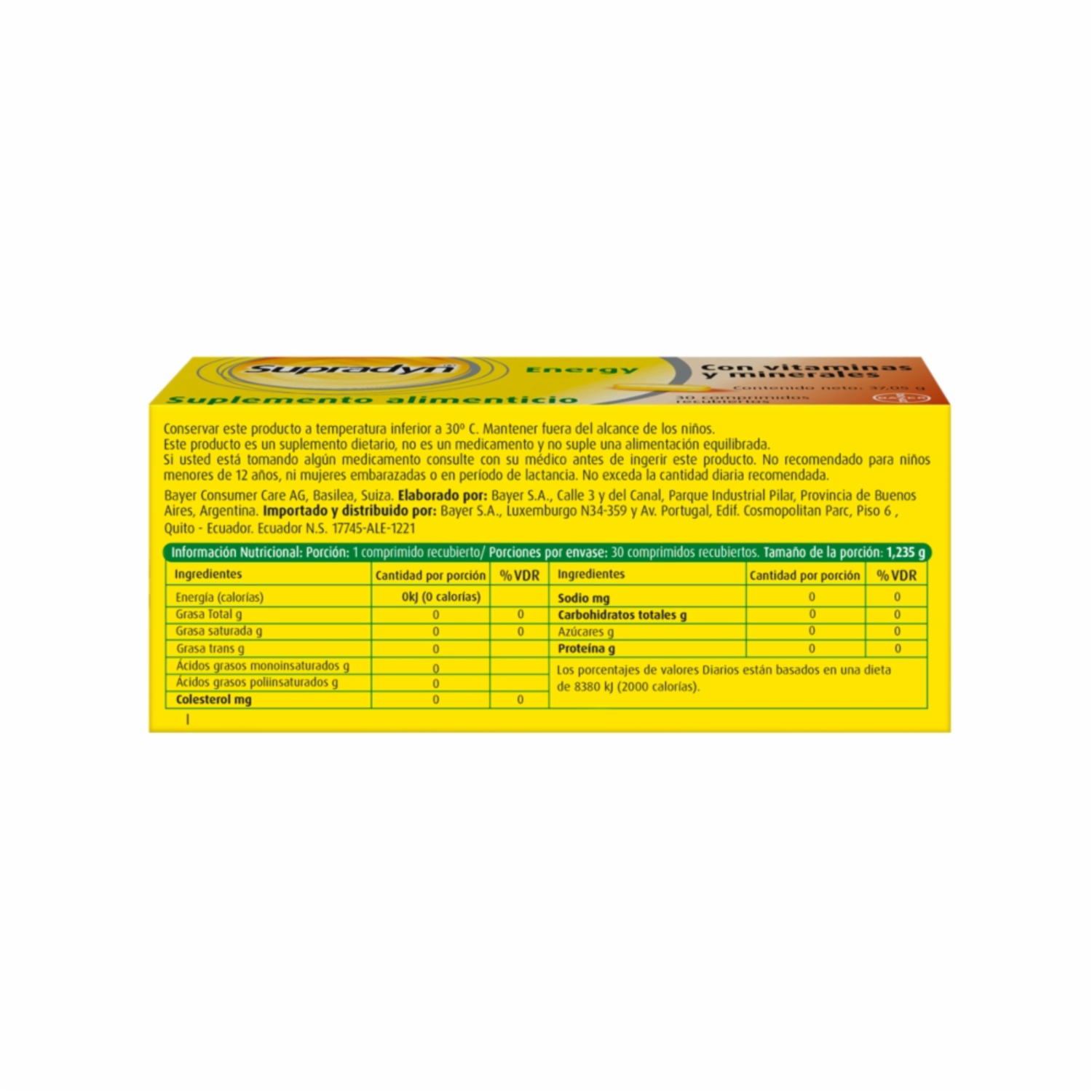 Suplemento Alimenticio Con Vitaminas Y Minerales SUPRADYN ENERGY X 30 Uds