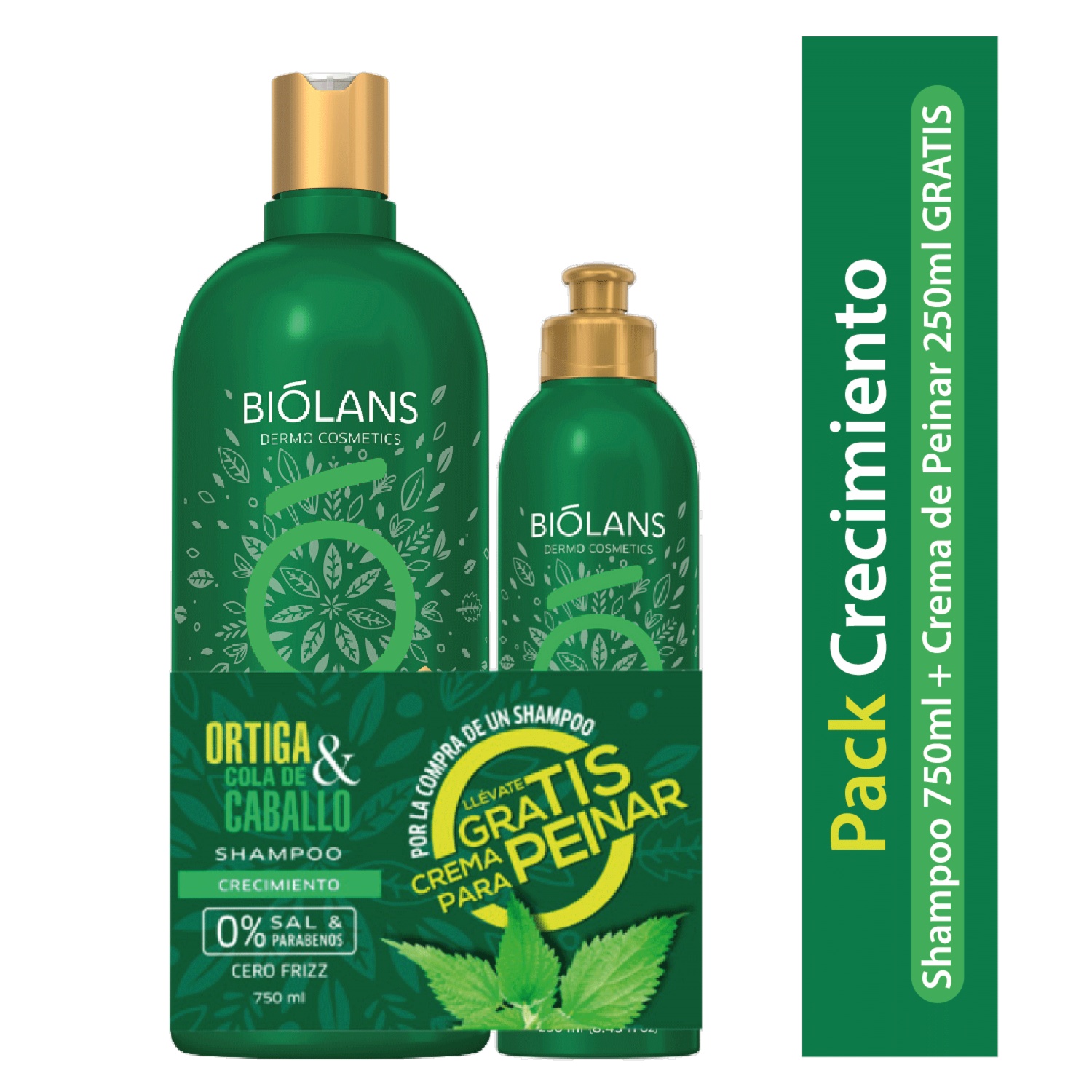 Kit Capilar Shampoo Ortiga & Cola de Caballo + Crema Para Peinar BIÓLANS 750 Ml + 250 Ml
