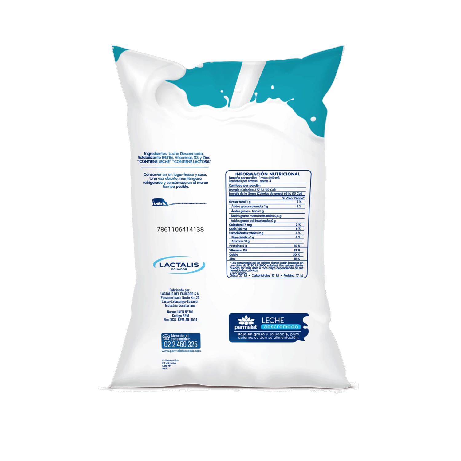 Leche Descremada Ultrapasteurizada PARMALAT 900 ML