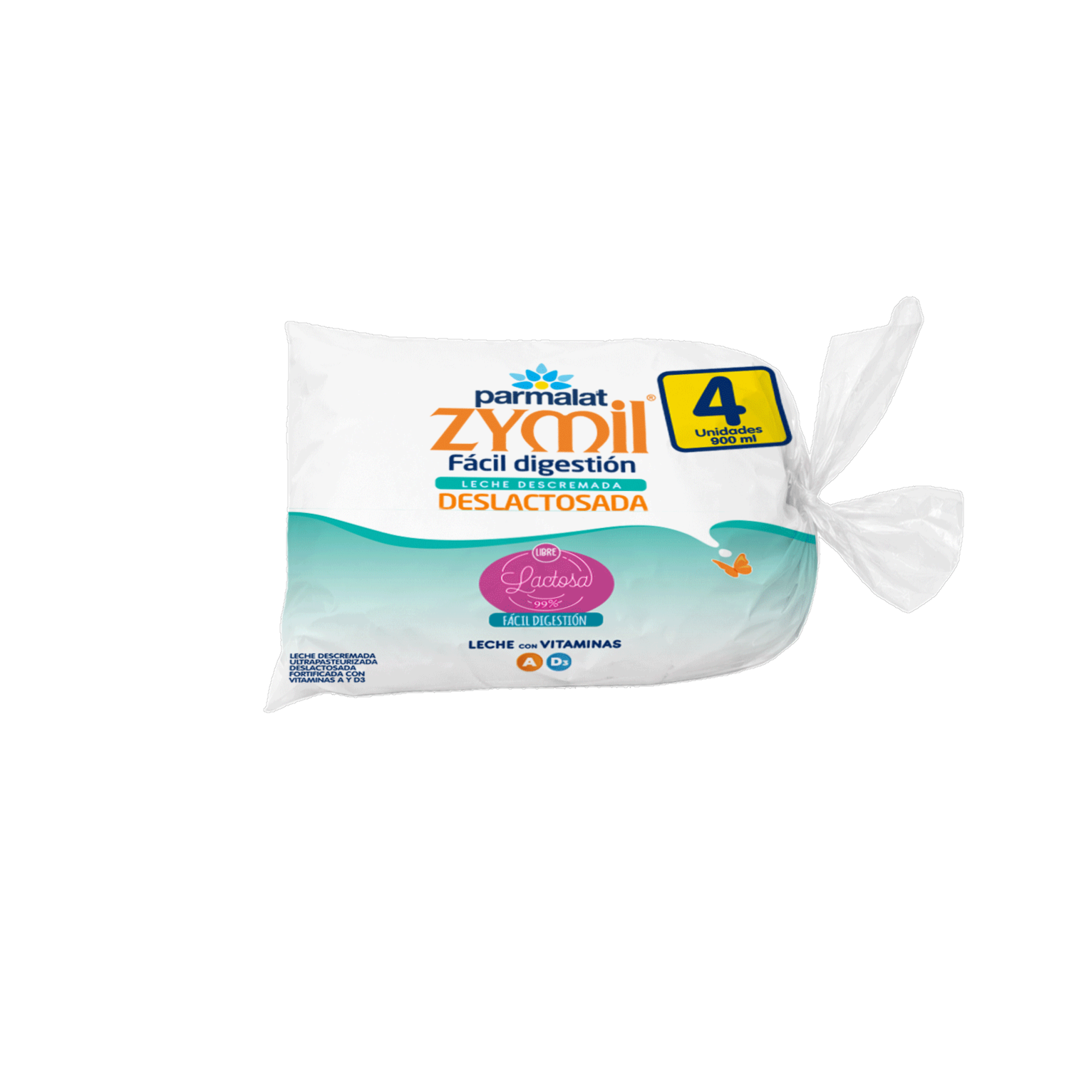 Leche Descremada Deslactosada Zymil PARMALAT 4 X 900 Ml