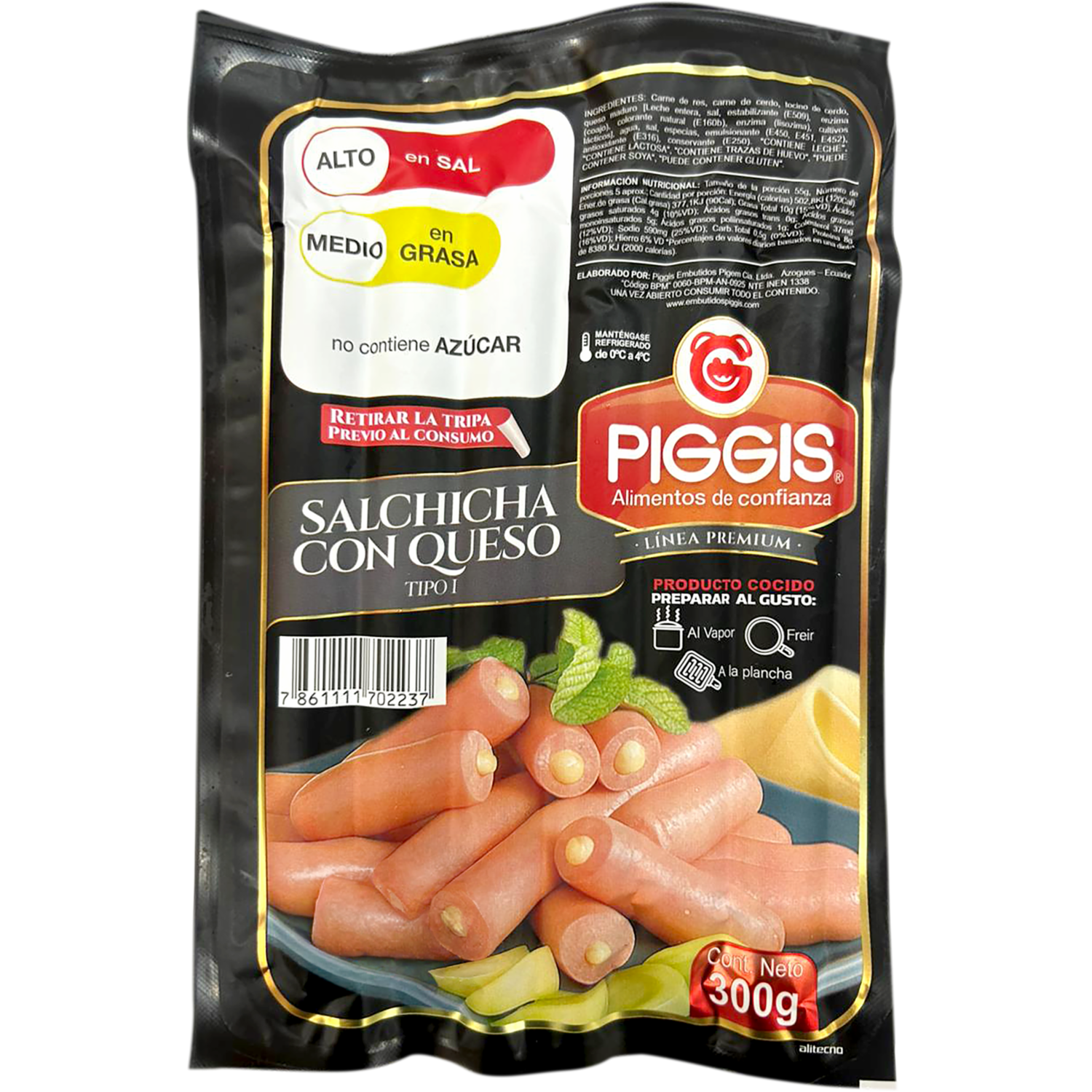 Salchicha Con Queso PIGGIS 300 G