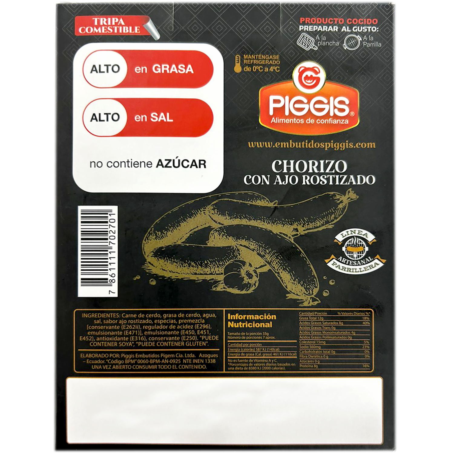 Chorizo Con Ajo Rostizado PIGGIS 400g