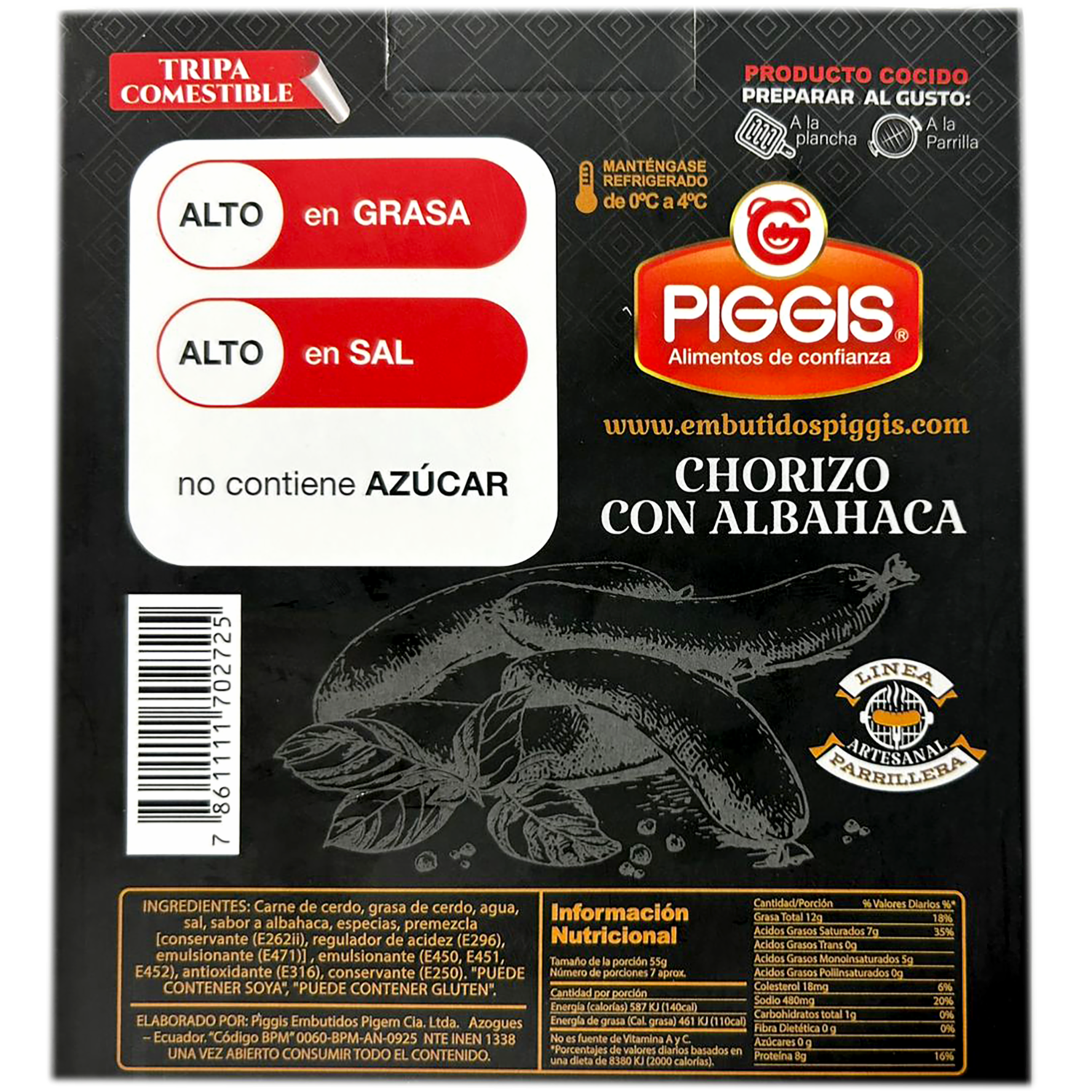 Chorizo Con Albahaca PIGGIS 400g