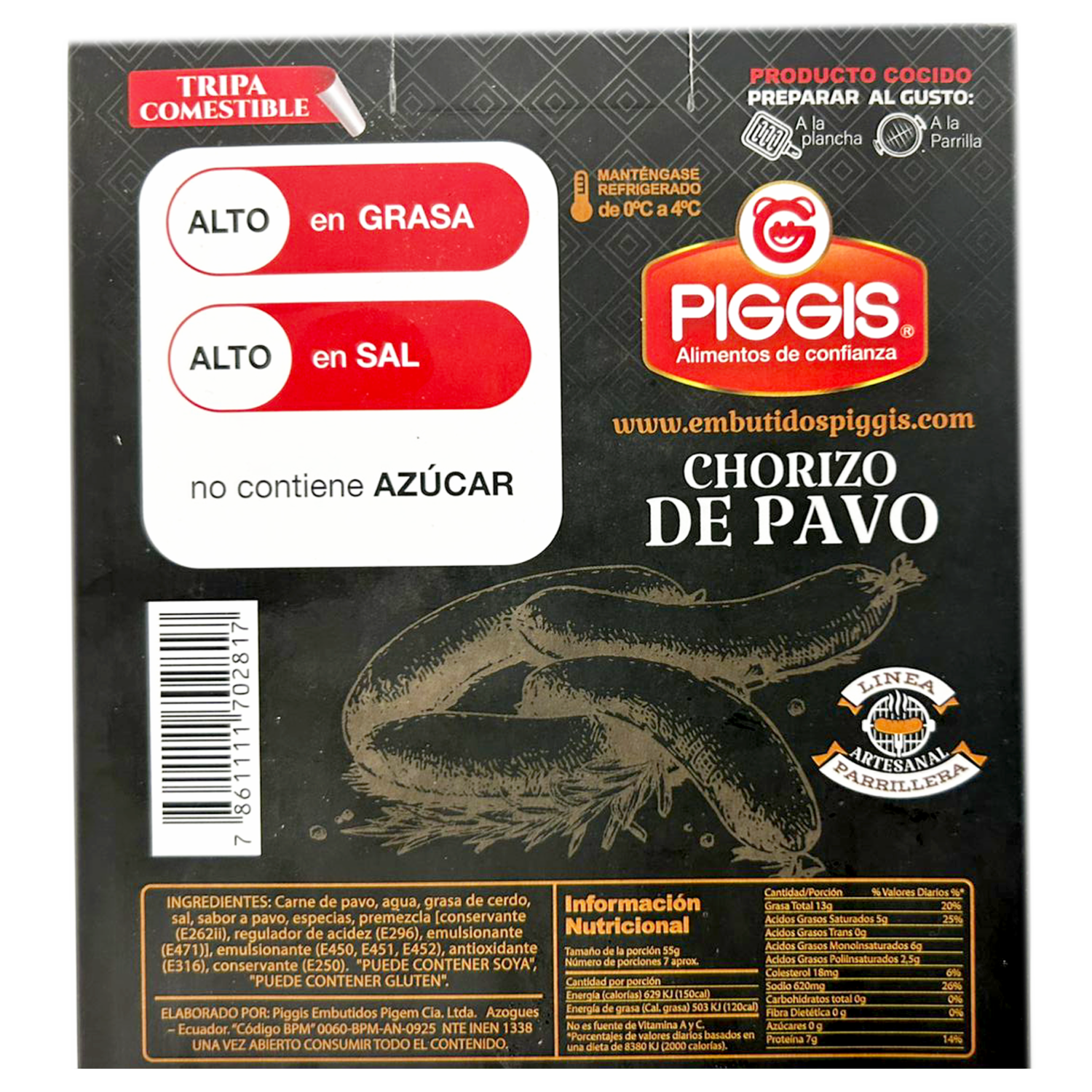 Chorizo De Pavo PIGGIS 400 g