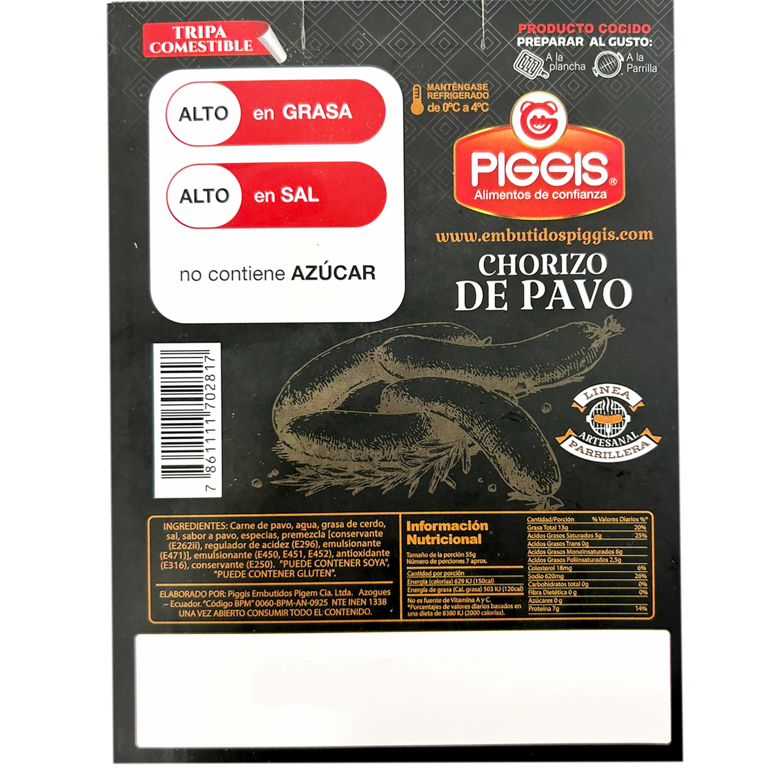 Chorizo De Pavo PIGGIS 400 g