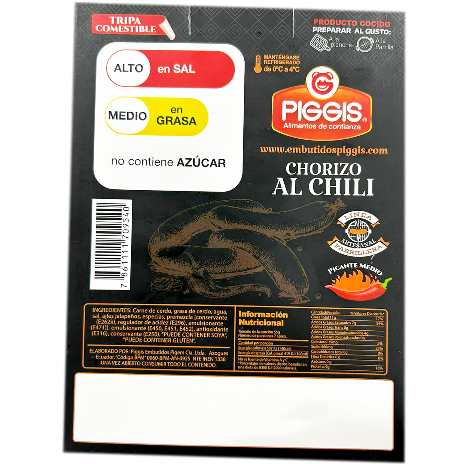 Chorizo Con Chili PIGGIS 400 g