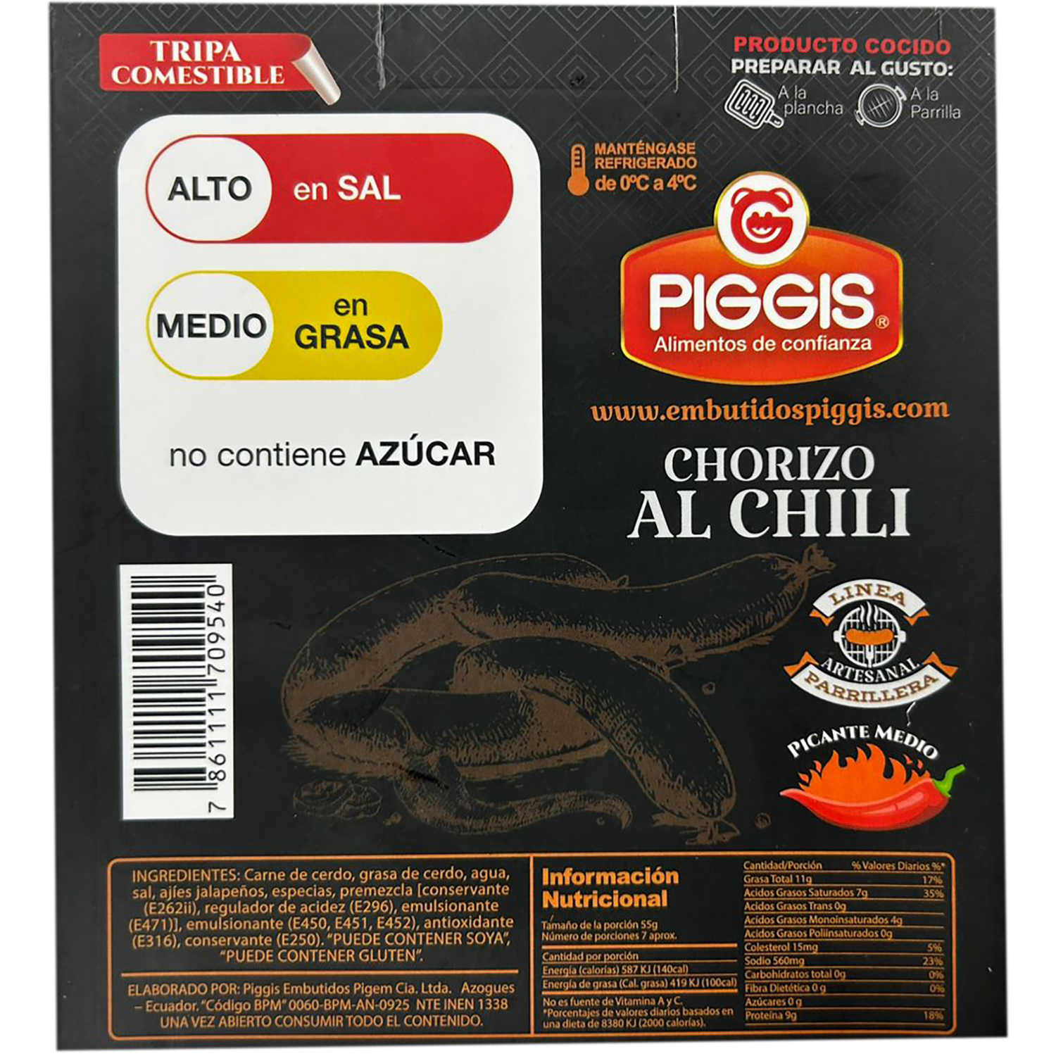 Chorizo Con Chili PIGGIS 400 g