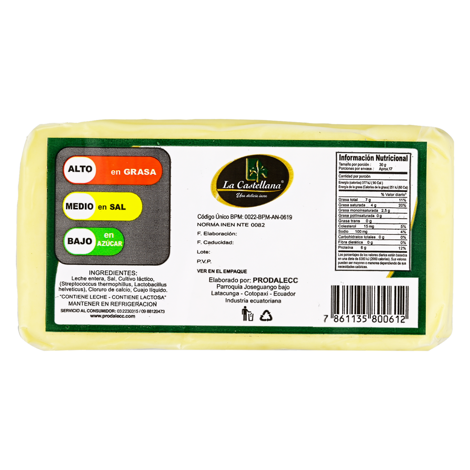 Queso Mozzarella LA CASTELLANA 500 G