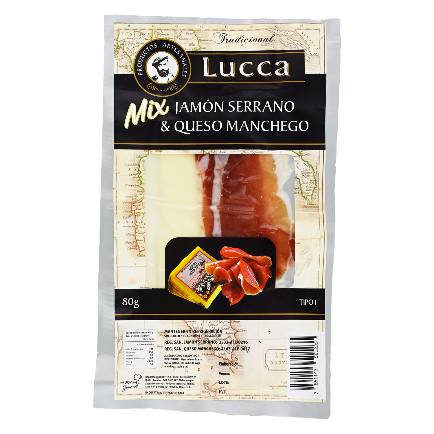 Jamón Serrano Y Queso Manchego Mix LUCCA 80 G
