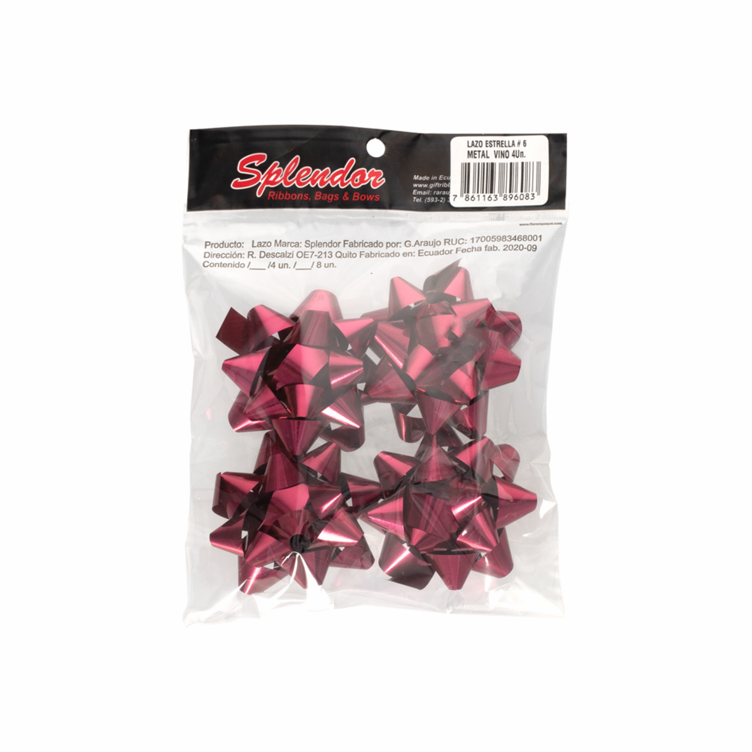 Lazo Estrella No. 6 Metal Vino SPLENDOR X 4 Uds