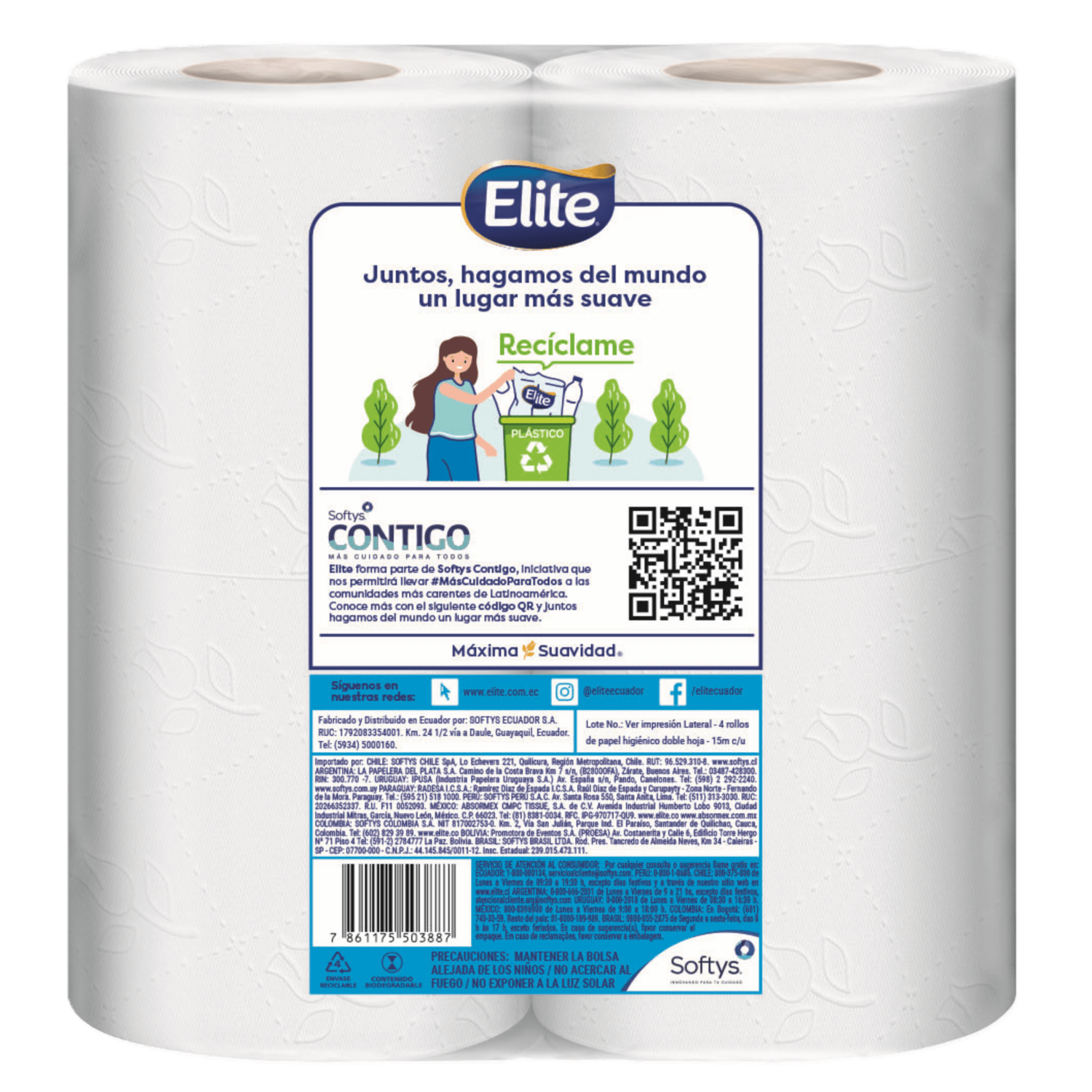Papel Higiénico Clásico De Manzanilla Grande ELITE 4 Rollos