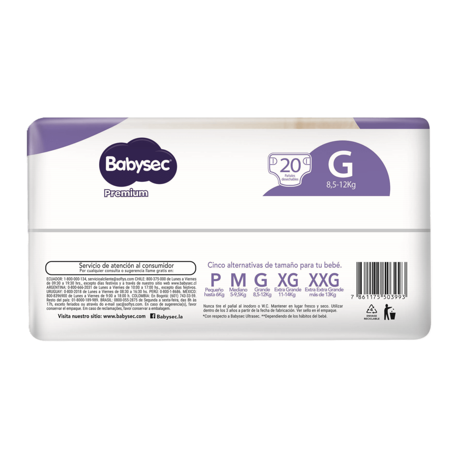 Pañal Desechable Premium Suerflex G BABYSEC X 20 Uds