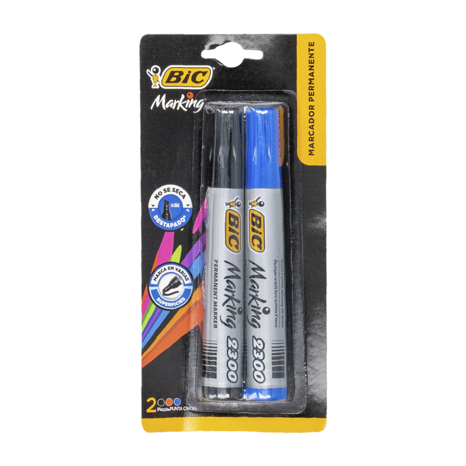 Marcador Permanente Chisel Negro Rojo BIC 1x2Uds