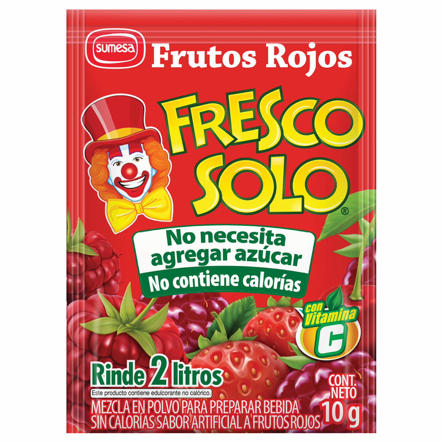Mezcla En Polvo Para Bebida Sabor A Frutos Rojos Sin Azúcar FRESCO SOLO 10 g