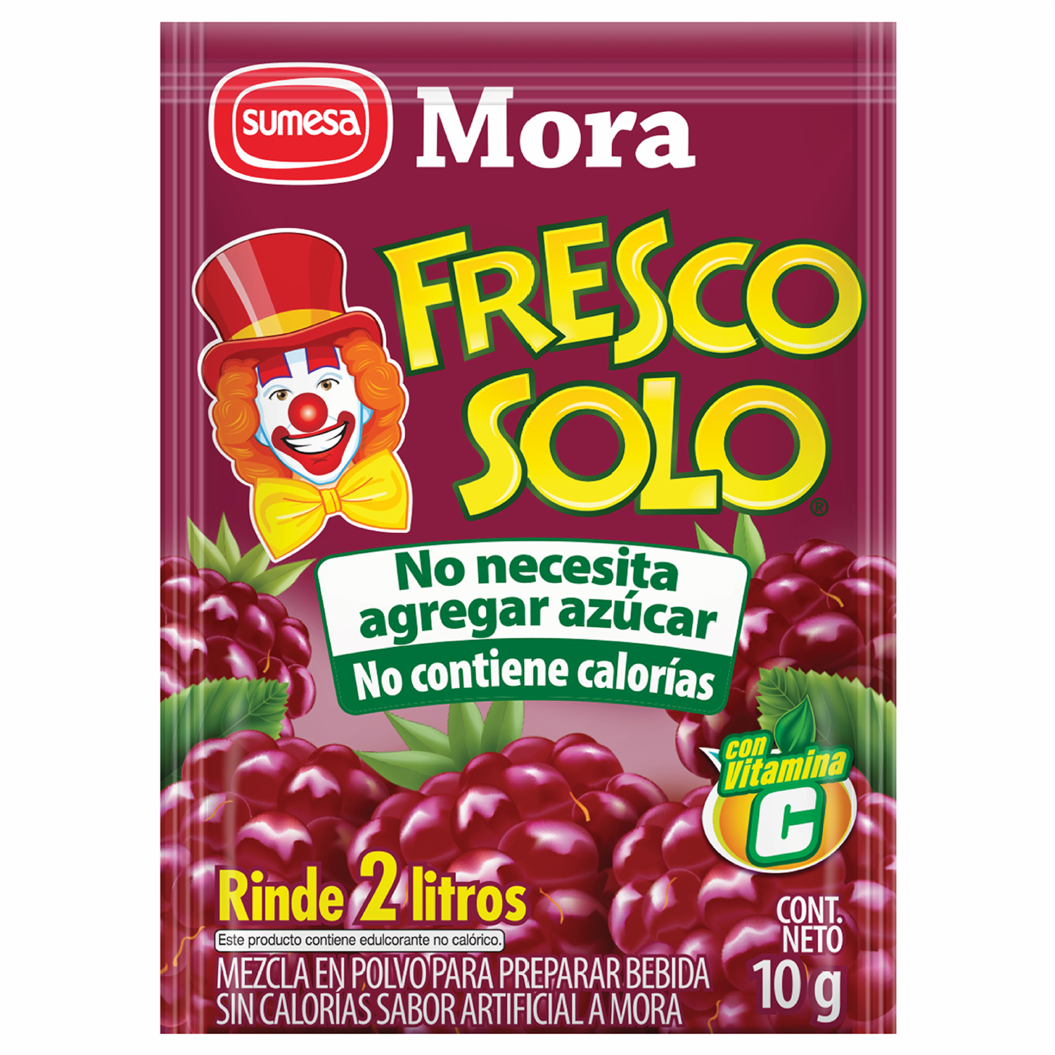 Mezcla En Polvo Para Bebida Sabor A Mora Sin Azúcar FRESCO SOLO Sobre