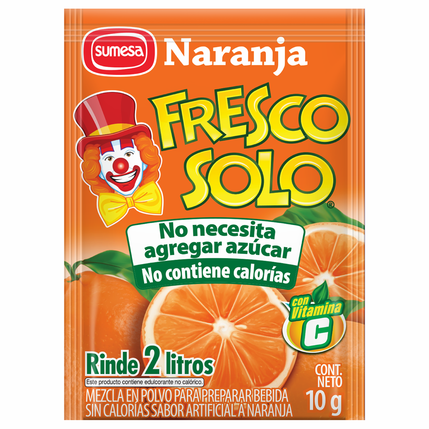 Mezcla En Polvo Para Bebida Sabor A Naranja Sin Azúcar FRESCO SOLO 10 g