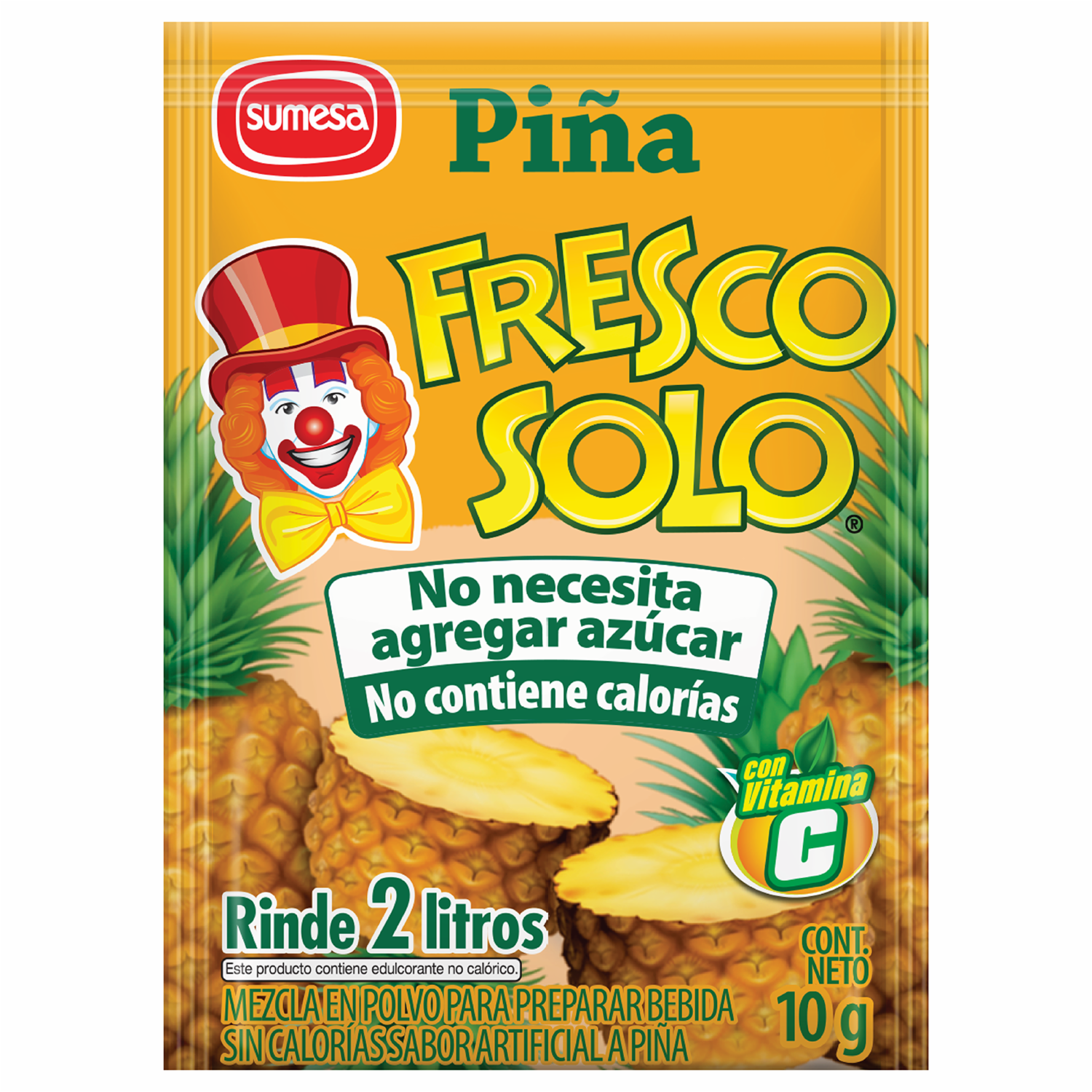 Mezcla En Polvo Para Bebida Sabor A Piña Sin Azúcar FRESCO SOLO Sobre