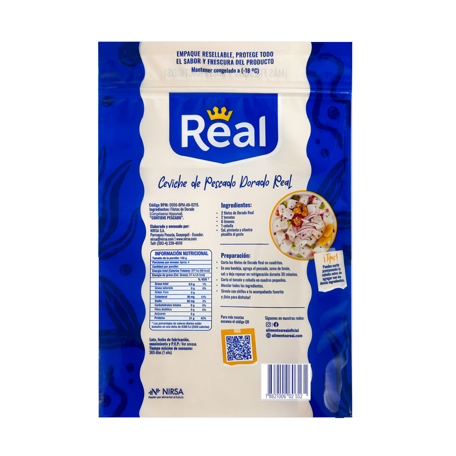 Dorado Congelado Filetes REAL 908 G