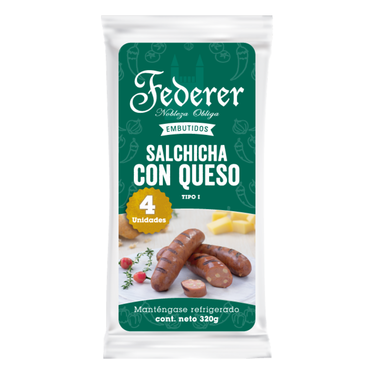 Salchicha Con Queso Tipo FEDERER 4 Uds 320 G