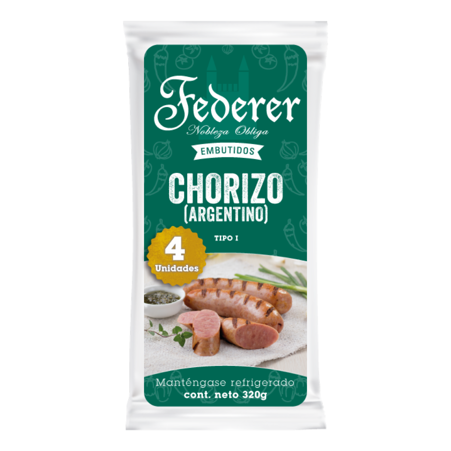 Chorizo Argentino FEDERER 4 Uds 320 G