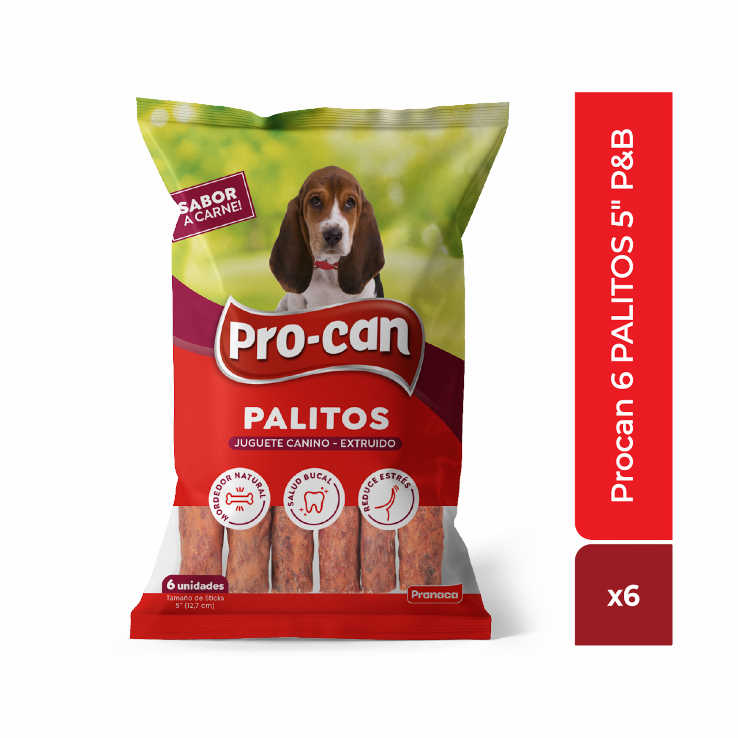 Snack Para Perros 6 Palitos Sabor A Carne PRO-CAN 5″