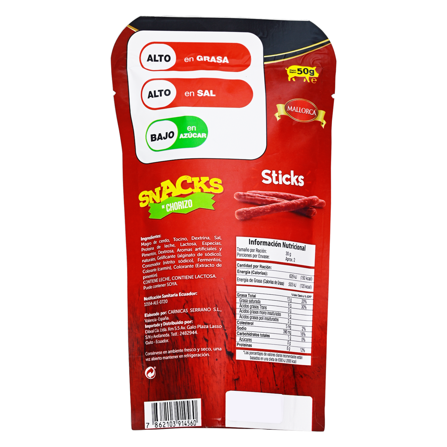 Snack De Chorizo Sin Gluten MALLORCA 50g
