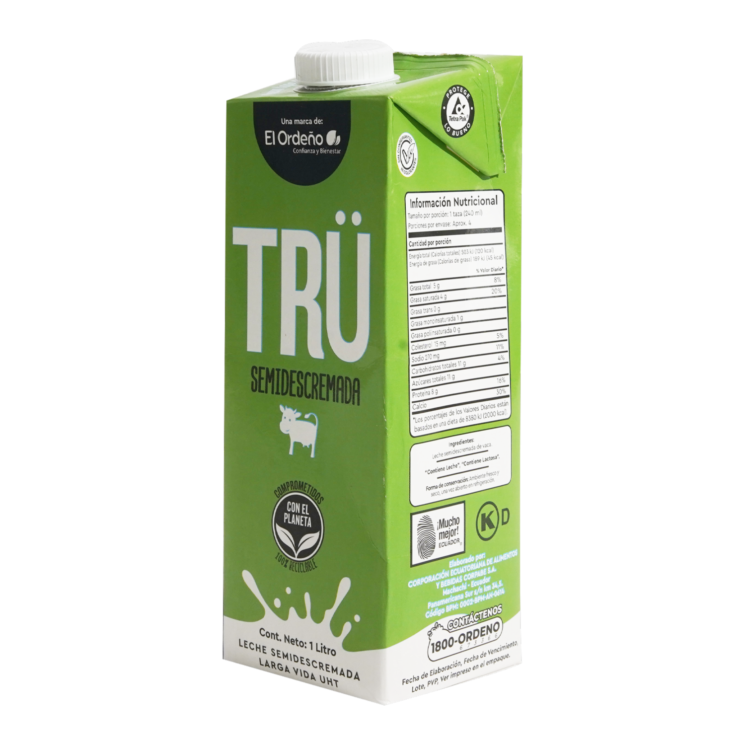 Leche Semidescremada Larga Vida UHT TRÜ 1 L