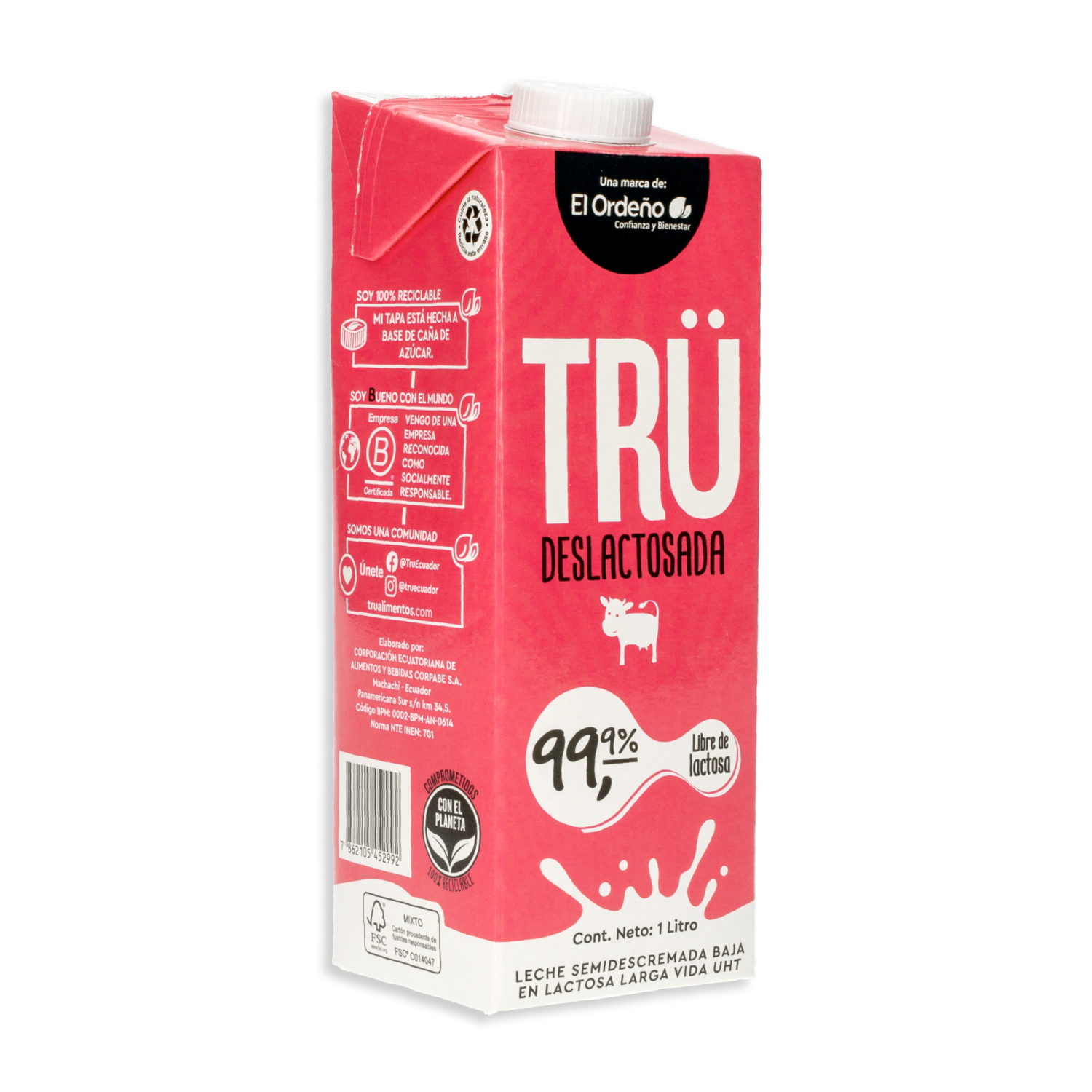 Leche Deslactosada Larga Vida UHT TRÜ 1 Litro