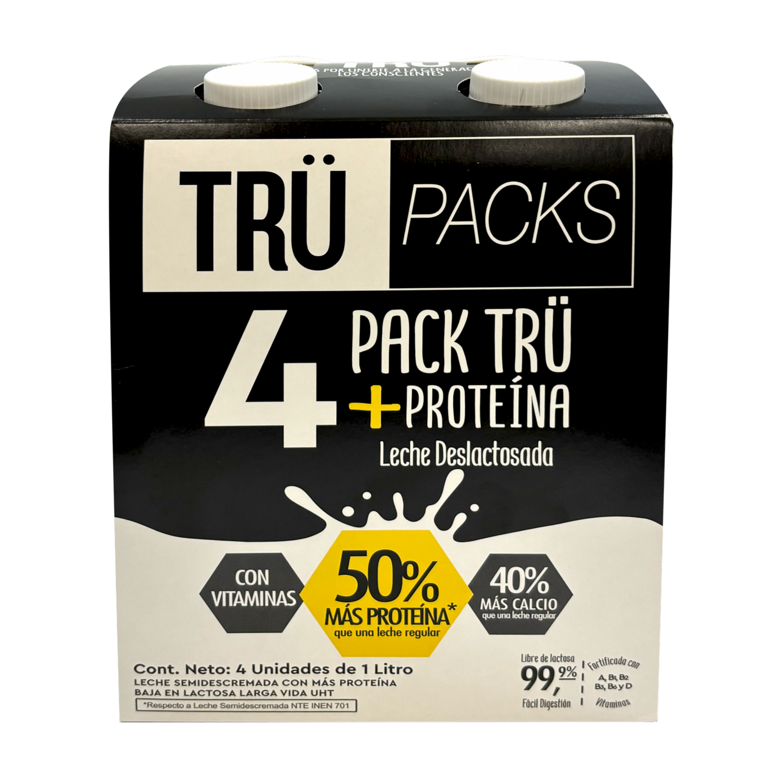 Leche Deslactosada Con 50% + Proteína TRÜ 4 X 1000 Ml