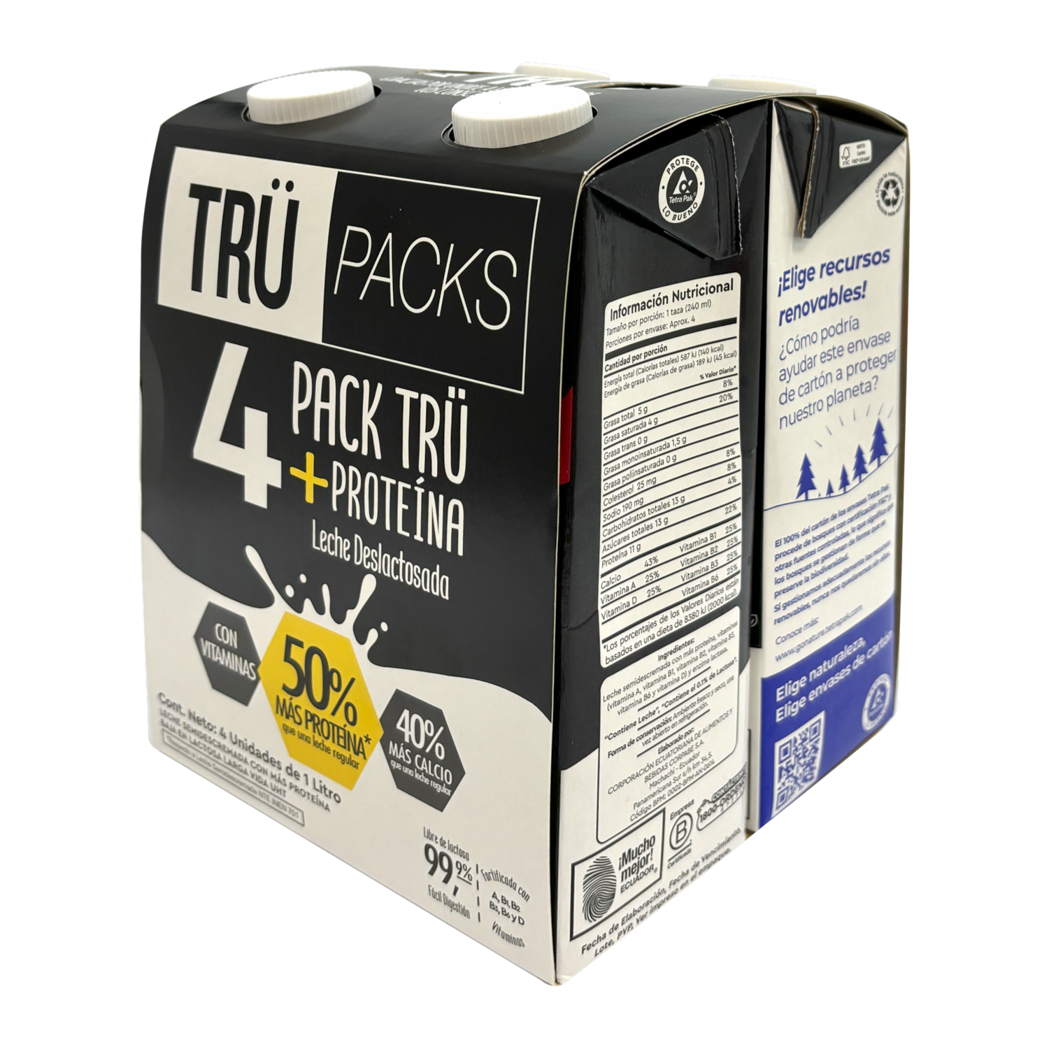 Leche Deslactosada Con 50% + Proteína TRÜ 4 X 1000 Ml