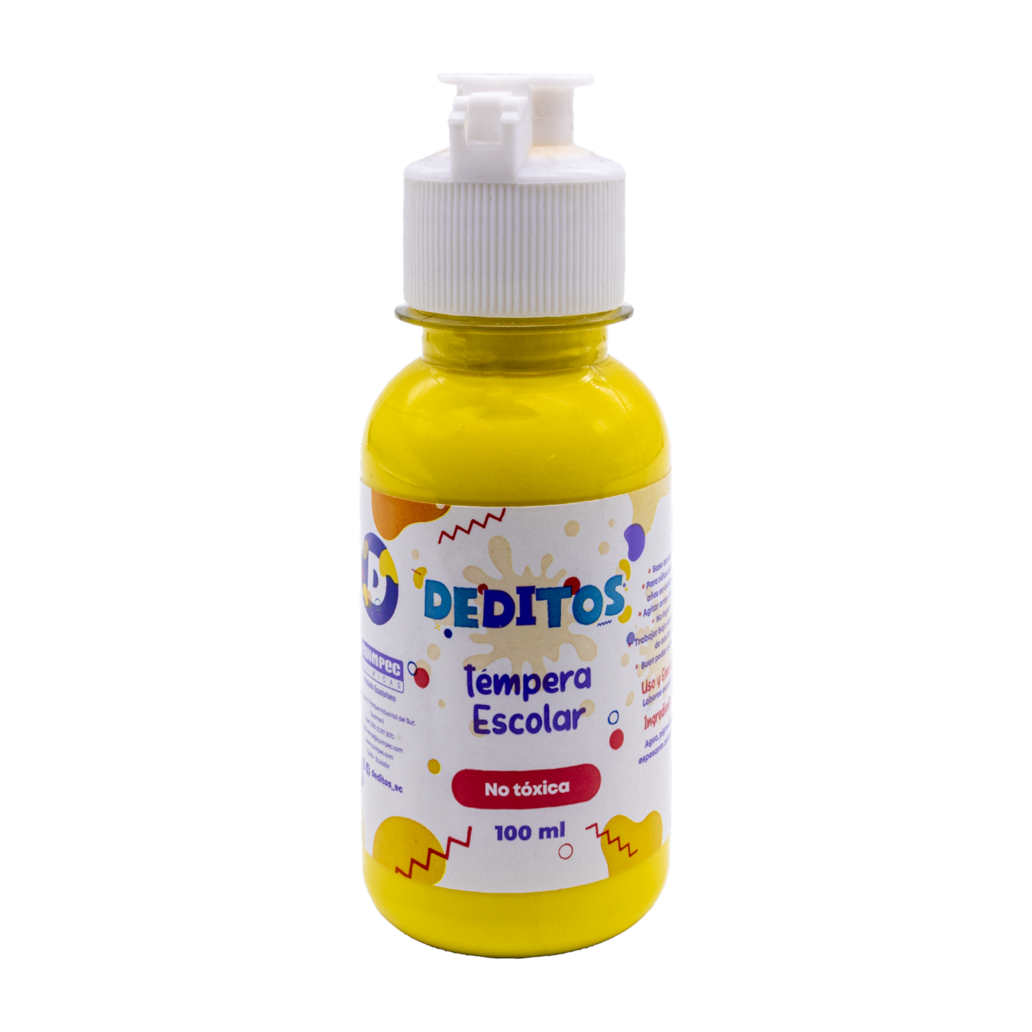 Tempera Escolar Deditos Frasco Color Amarillo DEDITOS 100Ml