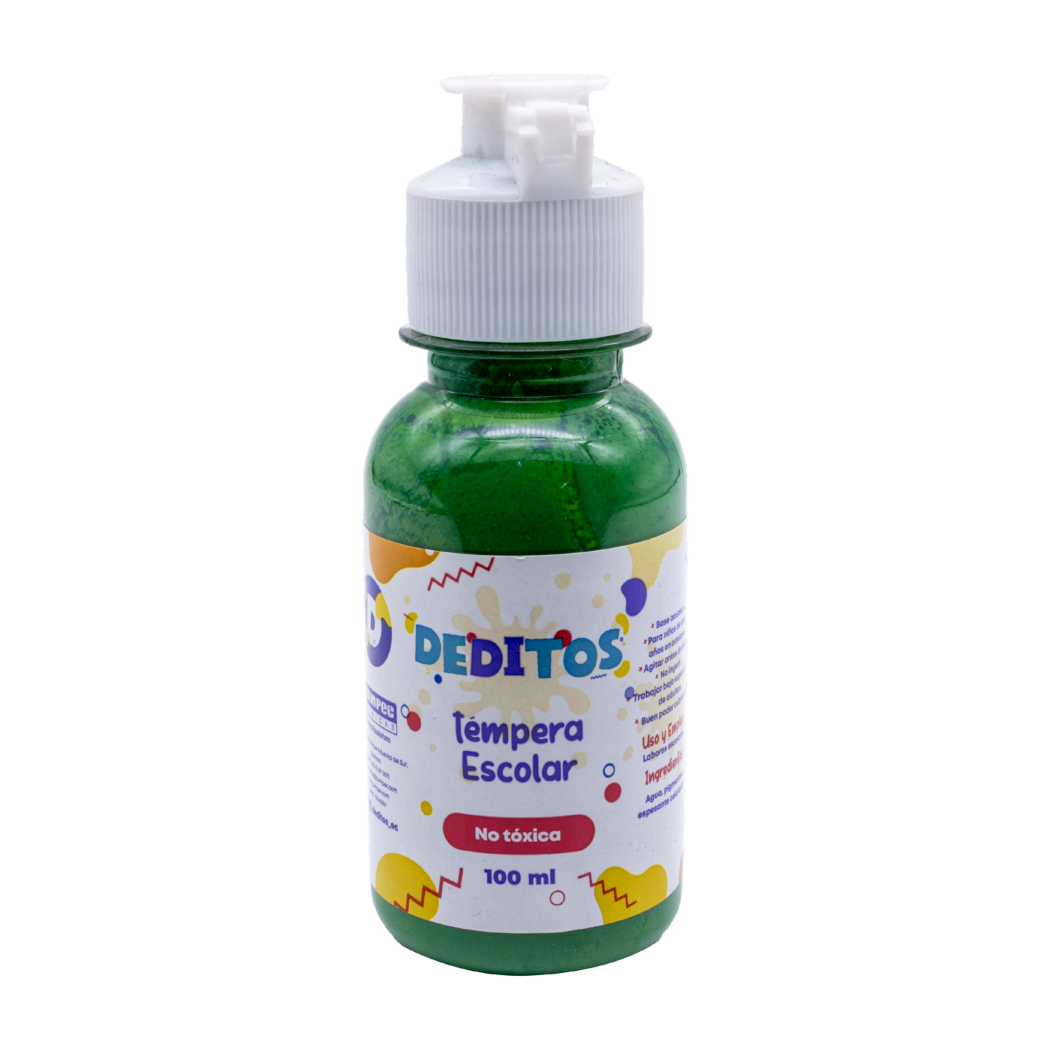 Tempera Escolar Deditos Frasco Color Verde DEDITOS 100Ml