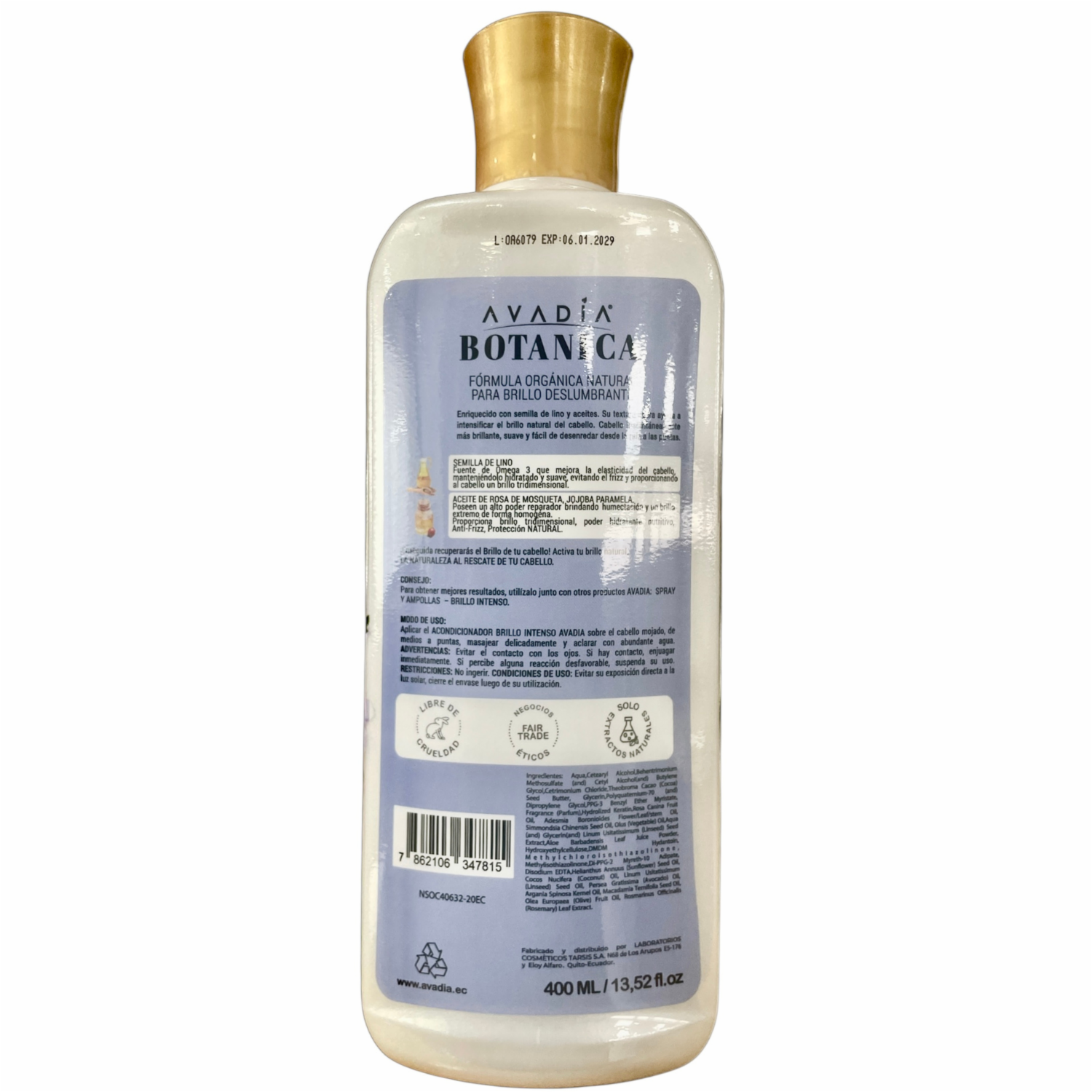Acondicionador De Cabello Botánica Brillo Intenso Restaurador Activador De Brillo Iluminador AVADÍA 400 Ml