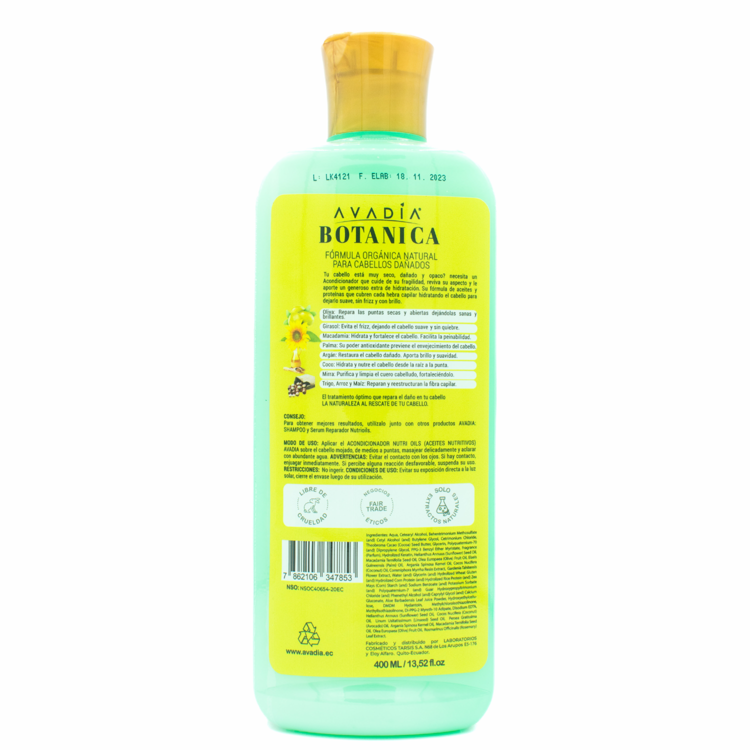 Acondicionador De Cabello Botánica Nutri Oils Nutre AVADÍA 400 Ml