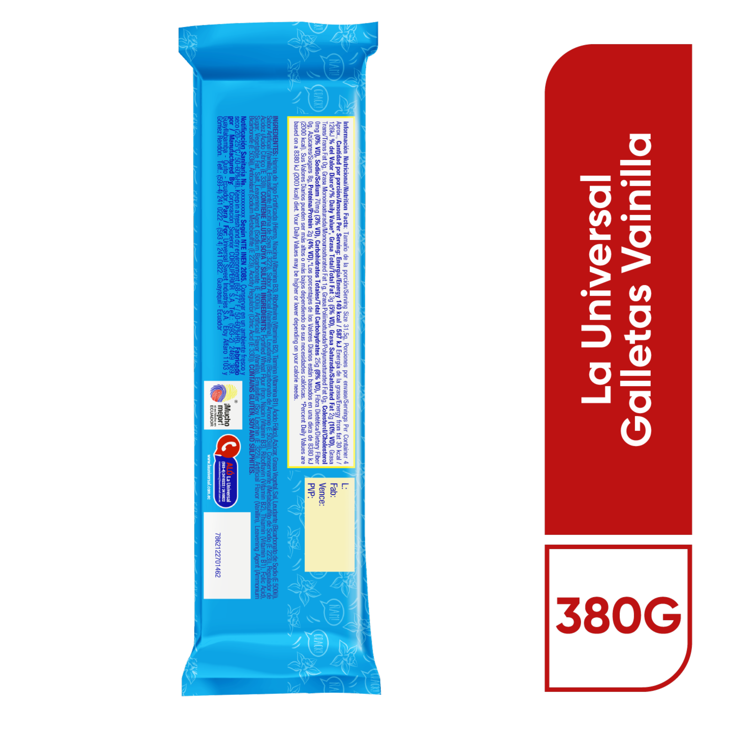 Galletas Dulces De Vainilla LA UNIVERSAL 380 G