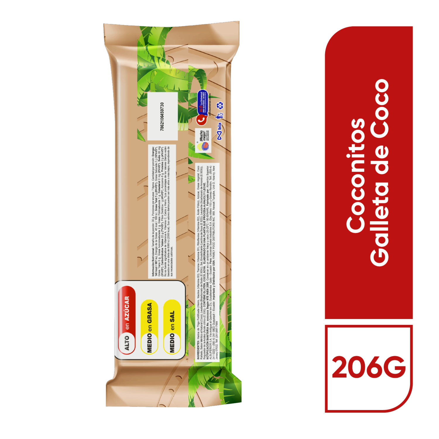 Galletas Dulces De Coco COCONITOS 206 G