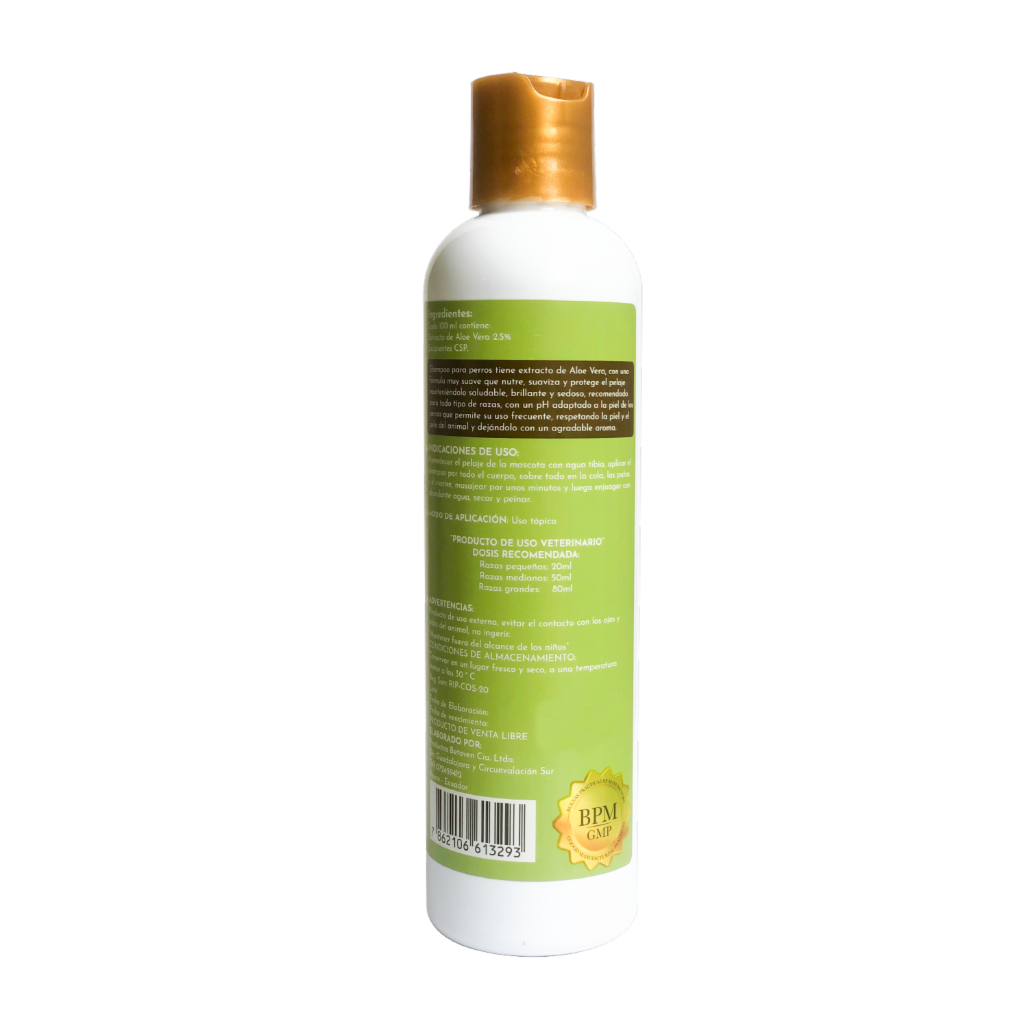 Shampoo Para Mascota De Aloe Vera BE PETS 250 Ml