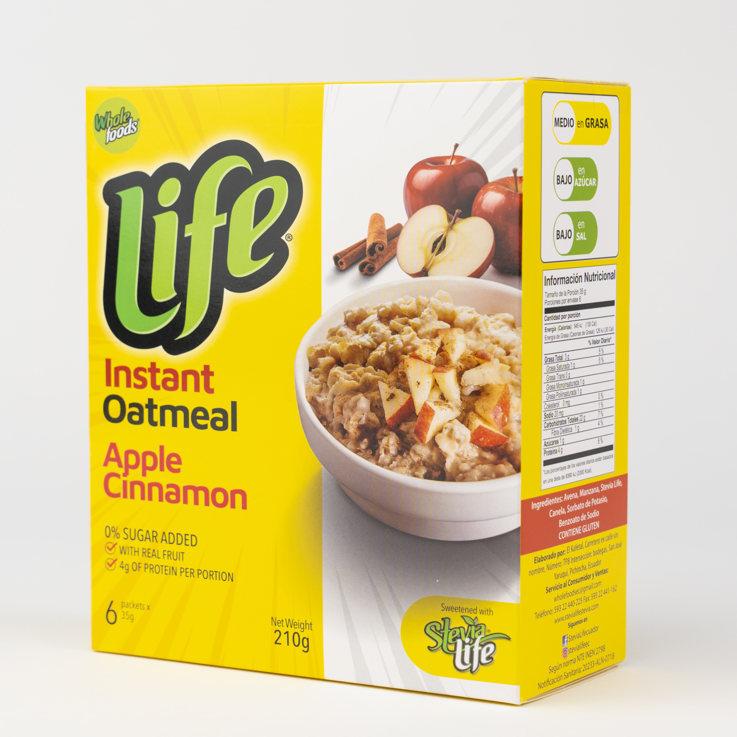 Avena Instantánea De Manzana Y Canela Baja En Azúcar LIFE 210 G