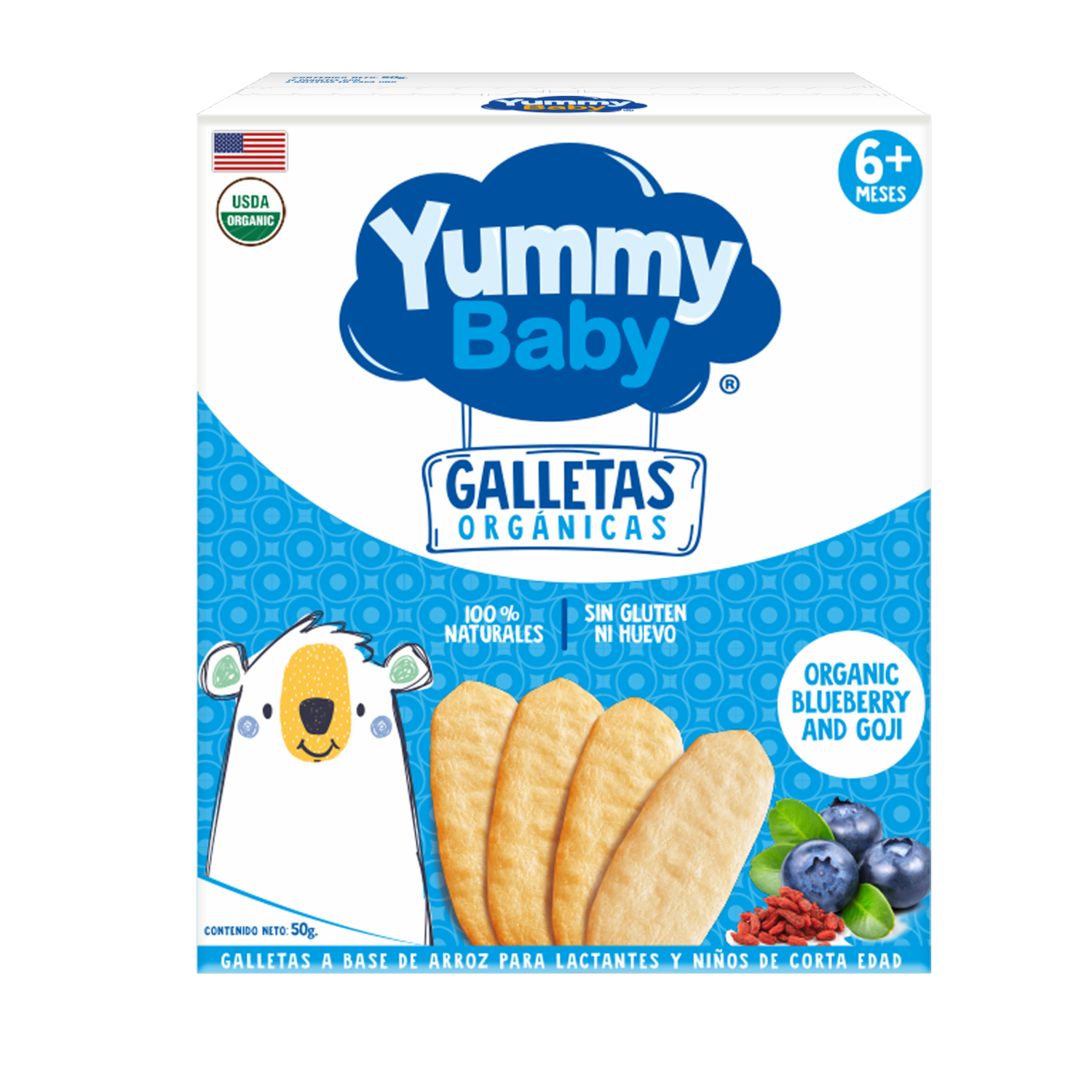 Galletas Orgánicas Blueberry Y Goji YUMMY BABY 50 G
