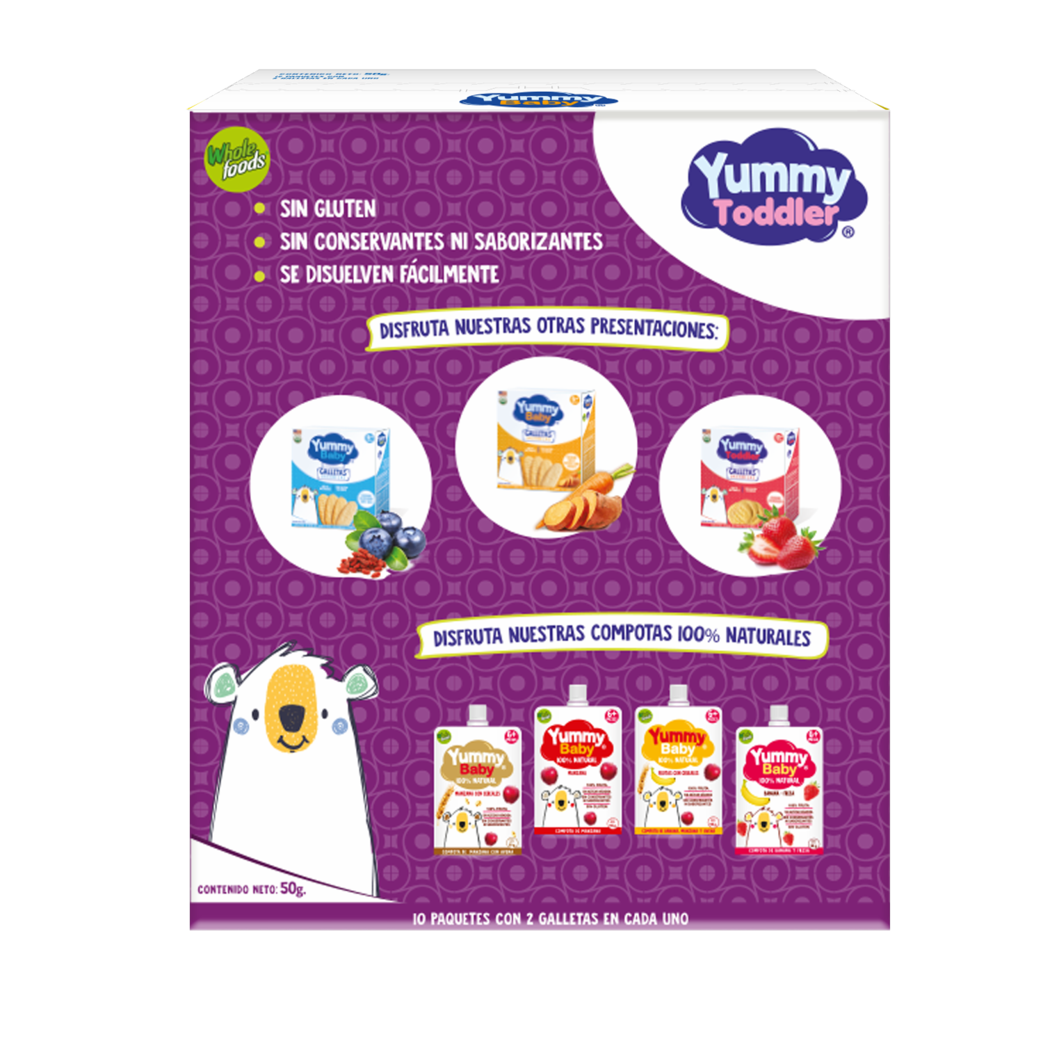Galletas Orgánicas Sweet Potato y Pomegranate En Azúcar YUMMY TODDLER 50 G