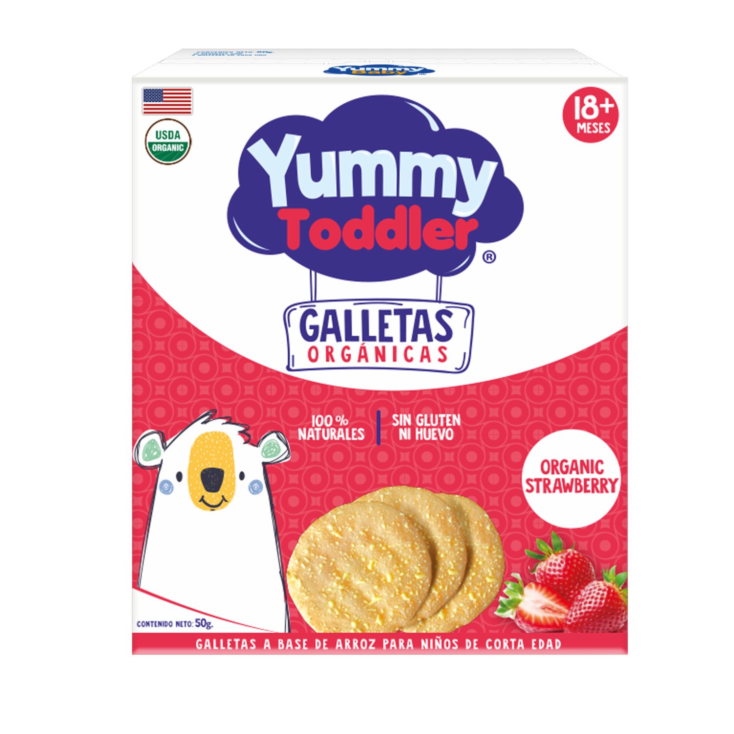 Galletas Orgánicas Strawberry Sin Azúcar YUMMY TODDLER 50 G