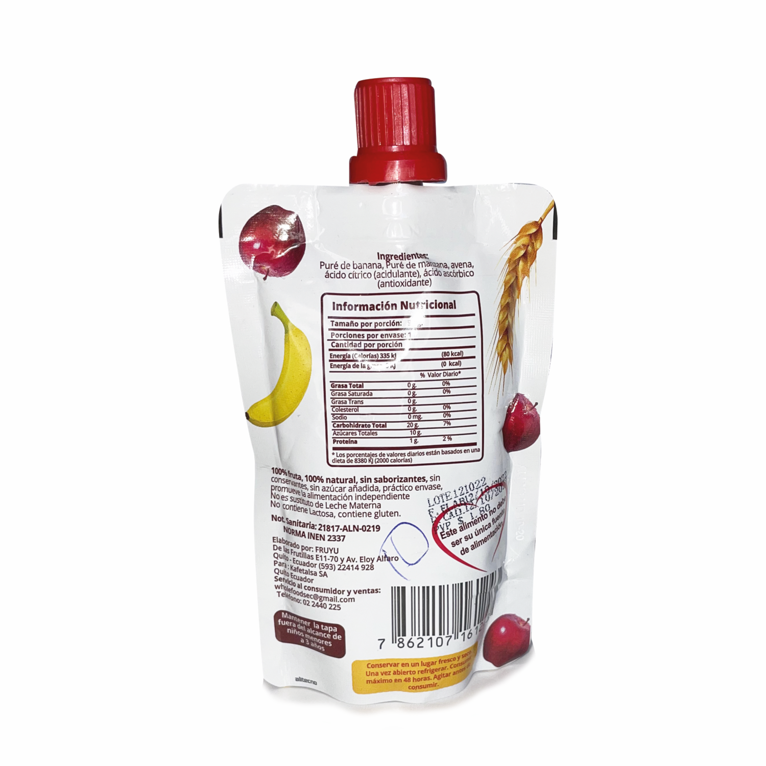 Compota Pouch De Frutas Con Cereales YUMMY BABY 90 G