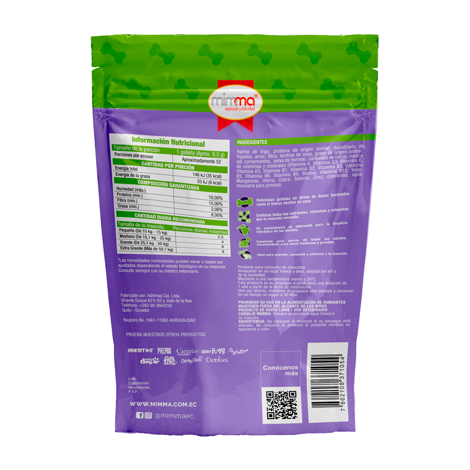 Galletas Para Perros Razas Medianas Y Grandes Sabor Arroz Con Carne HUESITOS 500 G