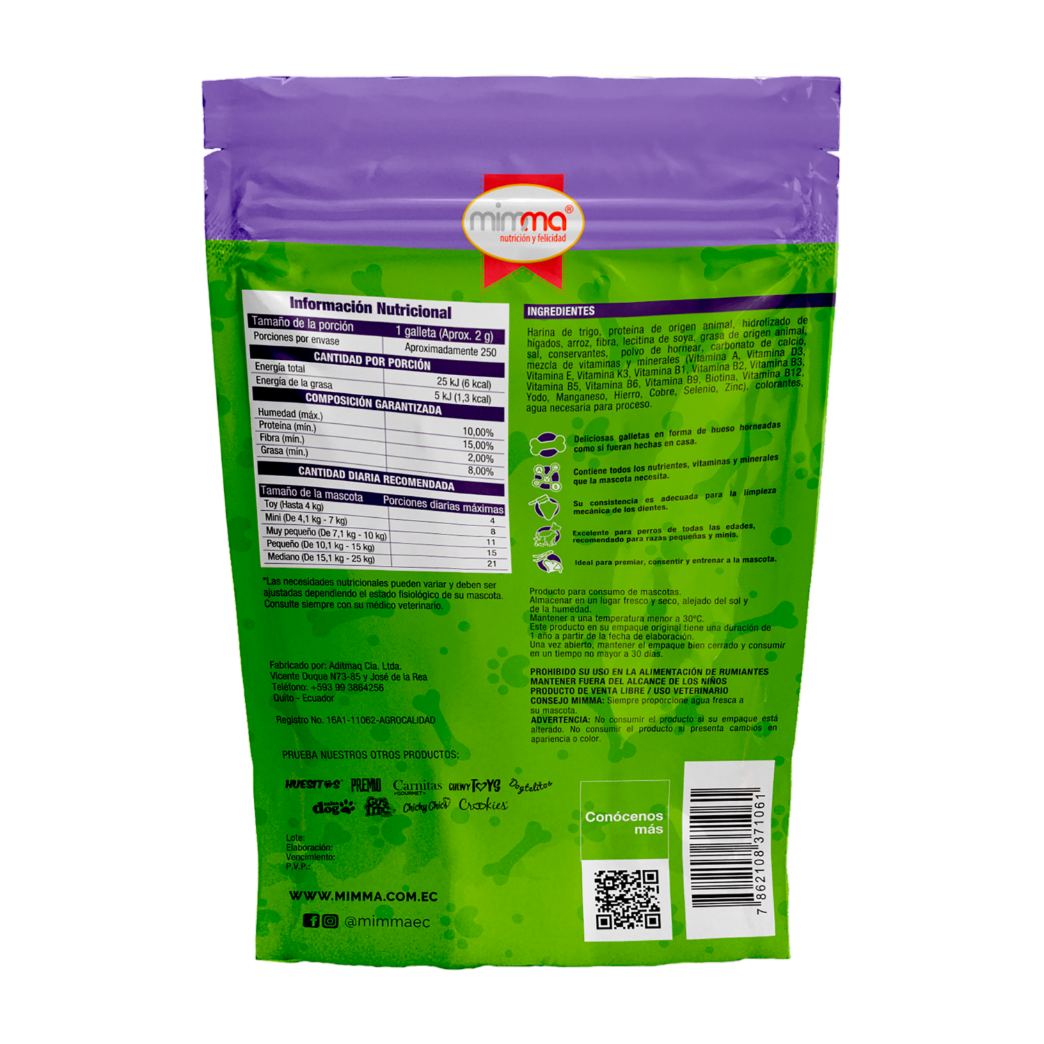 Galletas Para Perros Razas Pequeñas Y Minis Sabor Arroz Con Carne HUESITOS 500 G