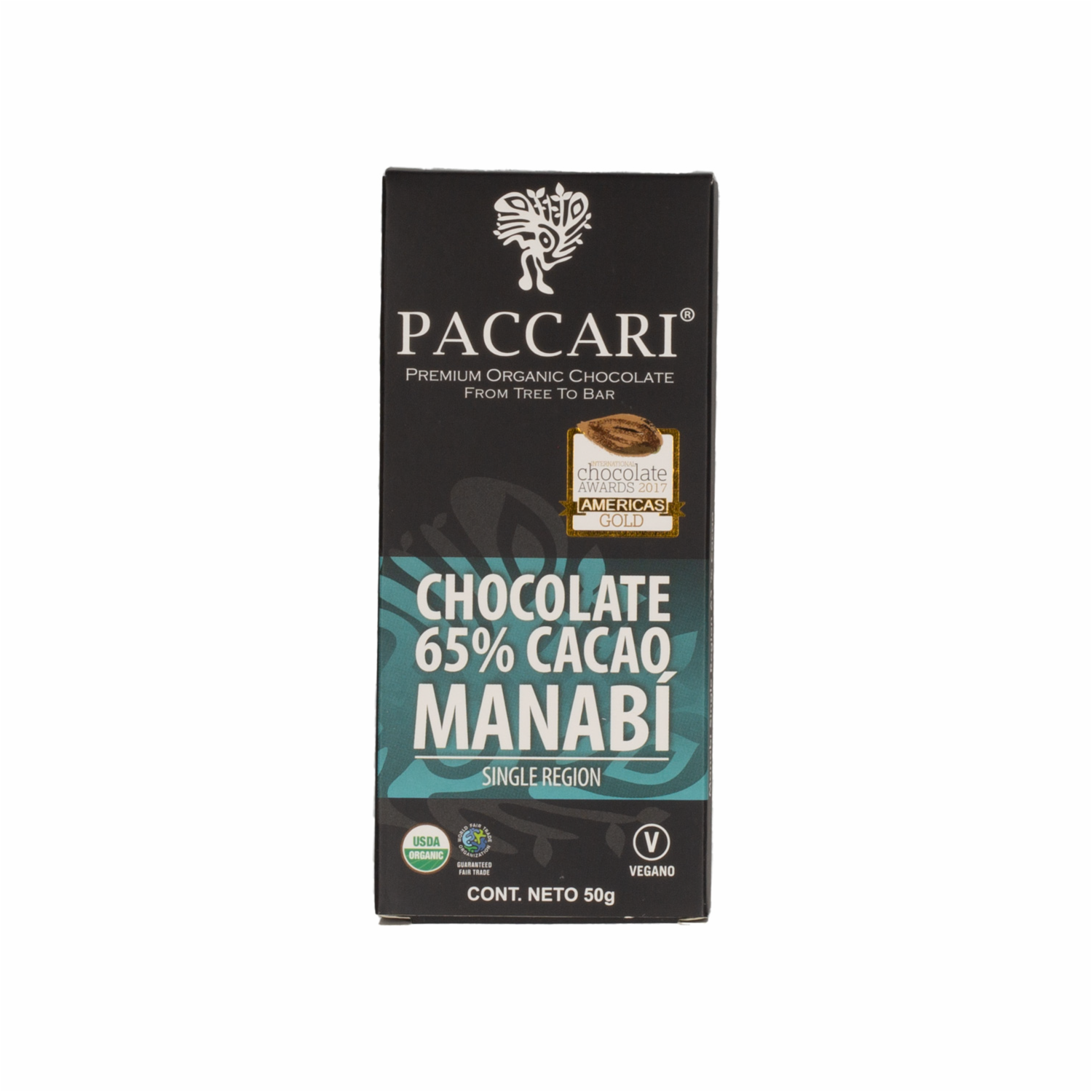 Chocolate Orgánico Manabí 0,65 Sin Leche PACCARI Tableta