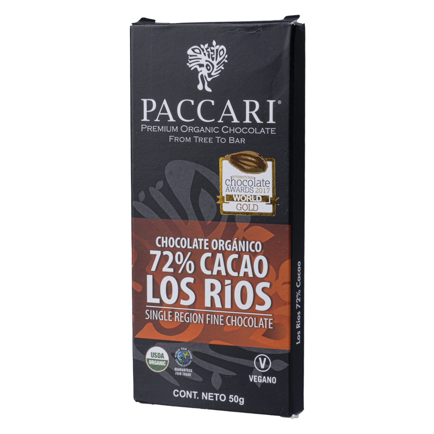 Chocolate Orgánico Los Rios 0,72 Sin Leche PACCARI Tableta