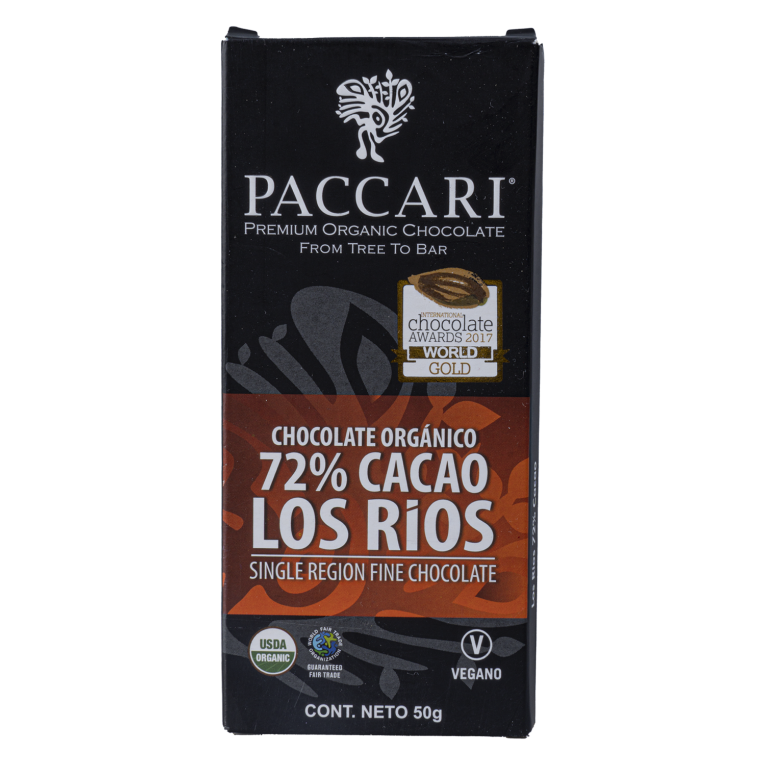 Chocolate Orgánico Los Rios 0,72 Sin Leche PACCARI Tableta