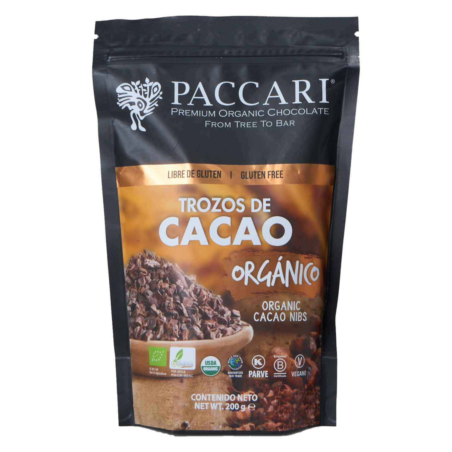 Cacao Orgánico Nibs PACCARI 200 g